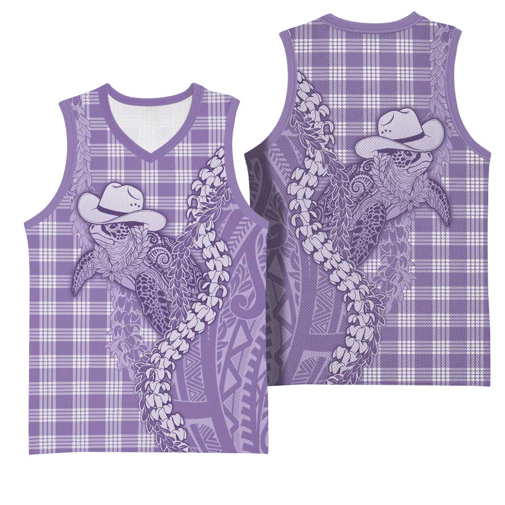 Purple Hawaii Palaka Cowboy Turtle Basketball Jersey Hawaiian Paniolo Puakenikeni Maile Lei DT05 - Polynesian Pride