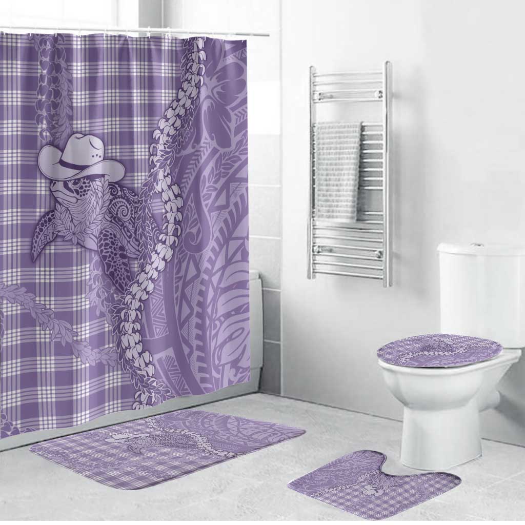 Purple Hawaii Palaka Cowboy Turtle Bathroom Set Hawaiian Paniolo Puakenikeni Maile Lei DT05 Bathroom Set (4 pcs) Purple - Polynesian Pride