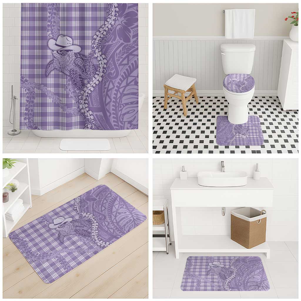 Purple Hawaii Palaka Cowboy Turtle Bathroom Set Hawaiian Paniolo Puakenikeni Maile Lei DT05 - Polynesian Pride