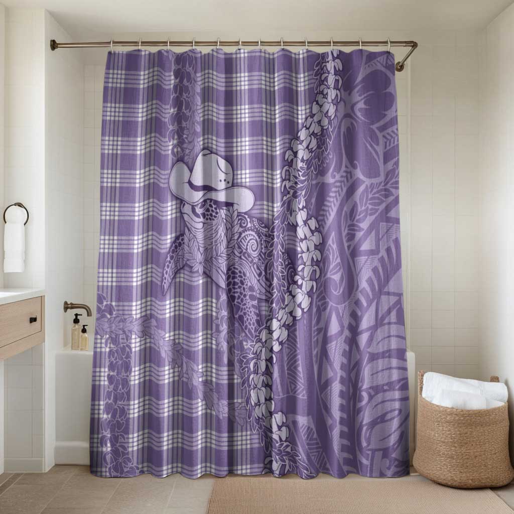 Purple Hawaii Palaka Cowboy Turtle Bathroom Set Hawaiian Paniolo Puakenikeni Maile Lei DT05 Shower Curtain Only Purple - Polynesian Pride