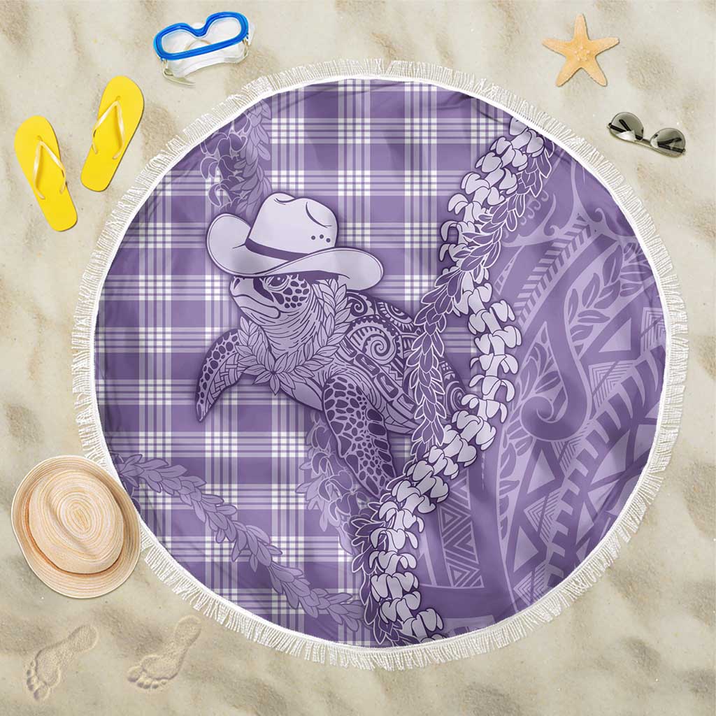 Purple Hawaii Palaka Cowboy Turtle Beach Blanket Hawaiian Paniolo Puakenikeni Maile Lei DT05 One Size 150cm Purple - Polynesian Pride