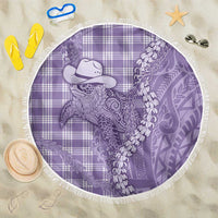 Purple Hawaii Palaka Cowboy Turtle Beach Blanket Hawaiian Paniolo Puakenikeni Maile Lei DT05 One Size 150cm Purple - Polynesian Pride