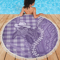 Purple Hawaii Palaka Cowboy Turtle Beach Blanket Hawaiian Paniolo Puakenikeni Maile Lei DT05 - Polynesian Pride