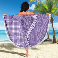 Purple Hawaii Palaka Cowboy Turtle Beach Blanket Hawaiian Paniolo Puakenikeni Maile Lei DT05 - Polynesian Pride