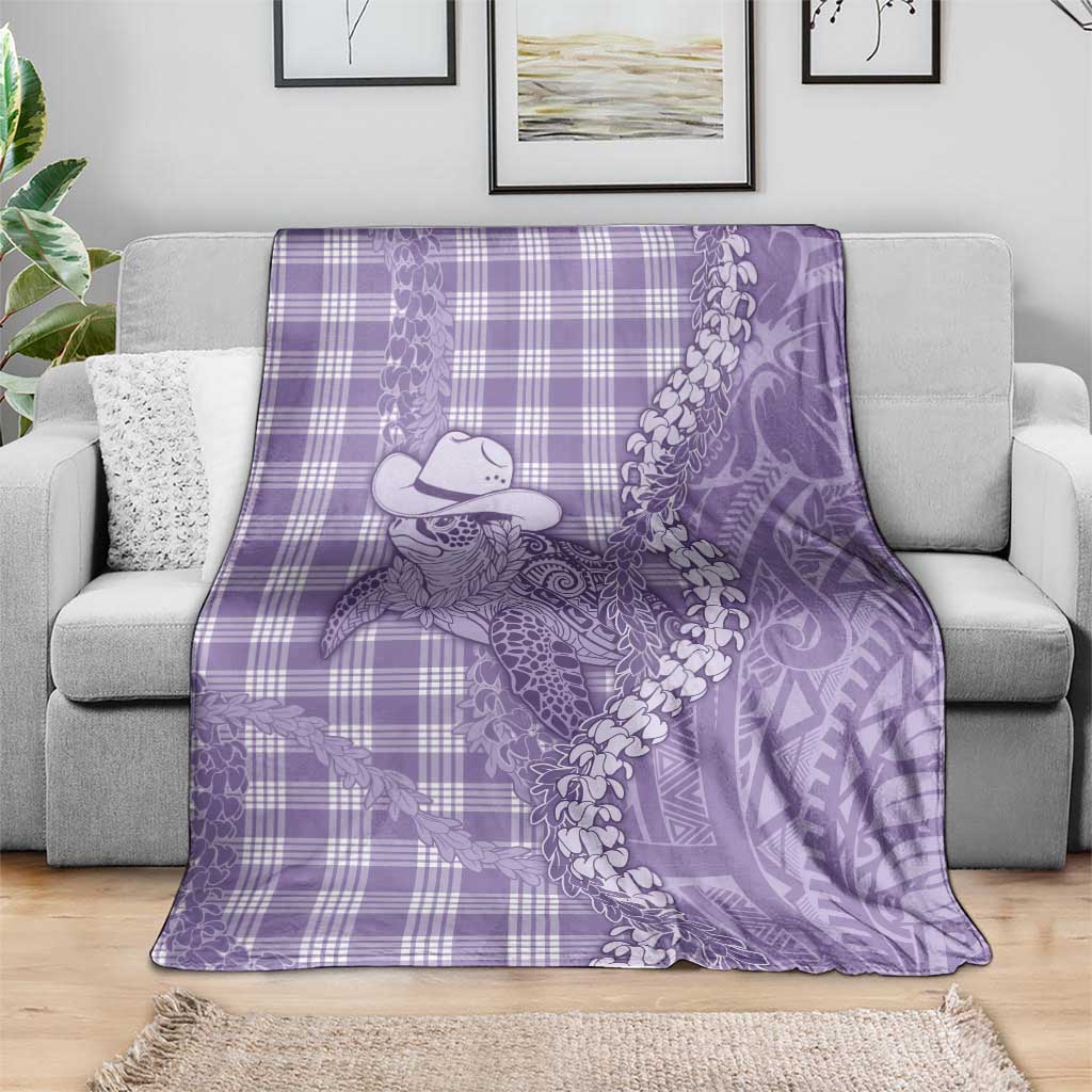 Purple Hawaii Palaka Cowboy Turtle Blanket Hawaiian Paniolo Puakenikeni Maile Lei DT05 - Polynesian Pride