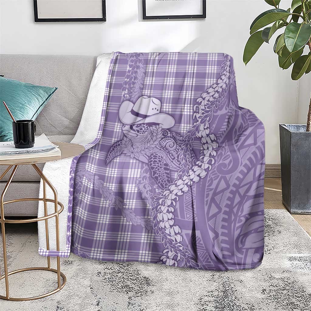 Purple Hawaii Palaka Cowboy Turtle Blanket Hawaiian Paniolo Puakenikeni Maile Lei DT05 - Polynesian Pride
