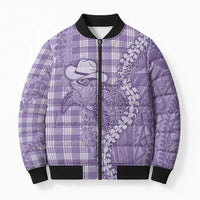 Purple Hawaii Palaka Cowboy Turtle Bomber Puffer Jacket Hawaiian Paniolo Puakenikeni Maile Lei DT05 Unisex Purple - Polynesian Pride