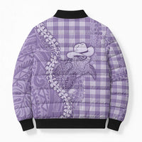 Purple Hawaii Palaka Cowboy Turtle Bomber Puffer Jacket Hawaiian Paniolo Puakenikeni Maile Lei DT05 - Polynesian Pride