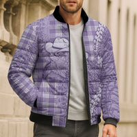 Purple Hawaii Palaka Cowboy Turtle Bomber Puffer Jacket Hawaiian Paniolo Puakenikeni Maile Lei DT05 - Polynesian Pride