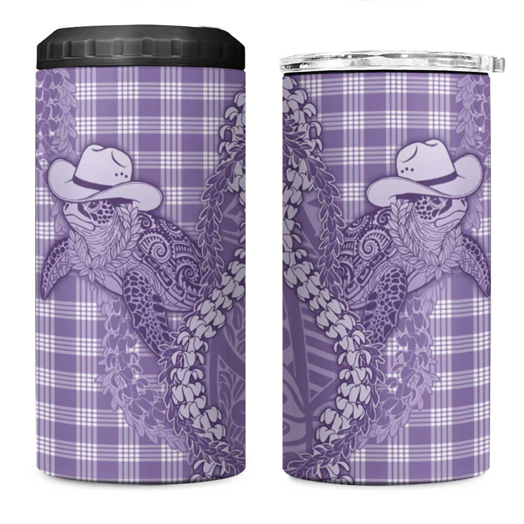 Purple Hawaii Palaka Cowboy Turtle 4 in 1 Can Cooler Tumbler Hawaiian Paniolo Puakenikeni Maile Lei DT05 One Size: 16 oz Purple - Polynesian Pride