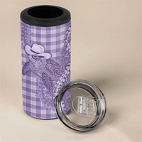 Purple Hawaii Palaka Cowboy Turtle 4 in 1 Can Cooler Tumbler Hawaiian Paniolo Puakenikeni Maile Lei DT05 - Polynesian Pride
