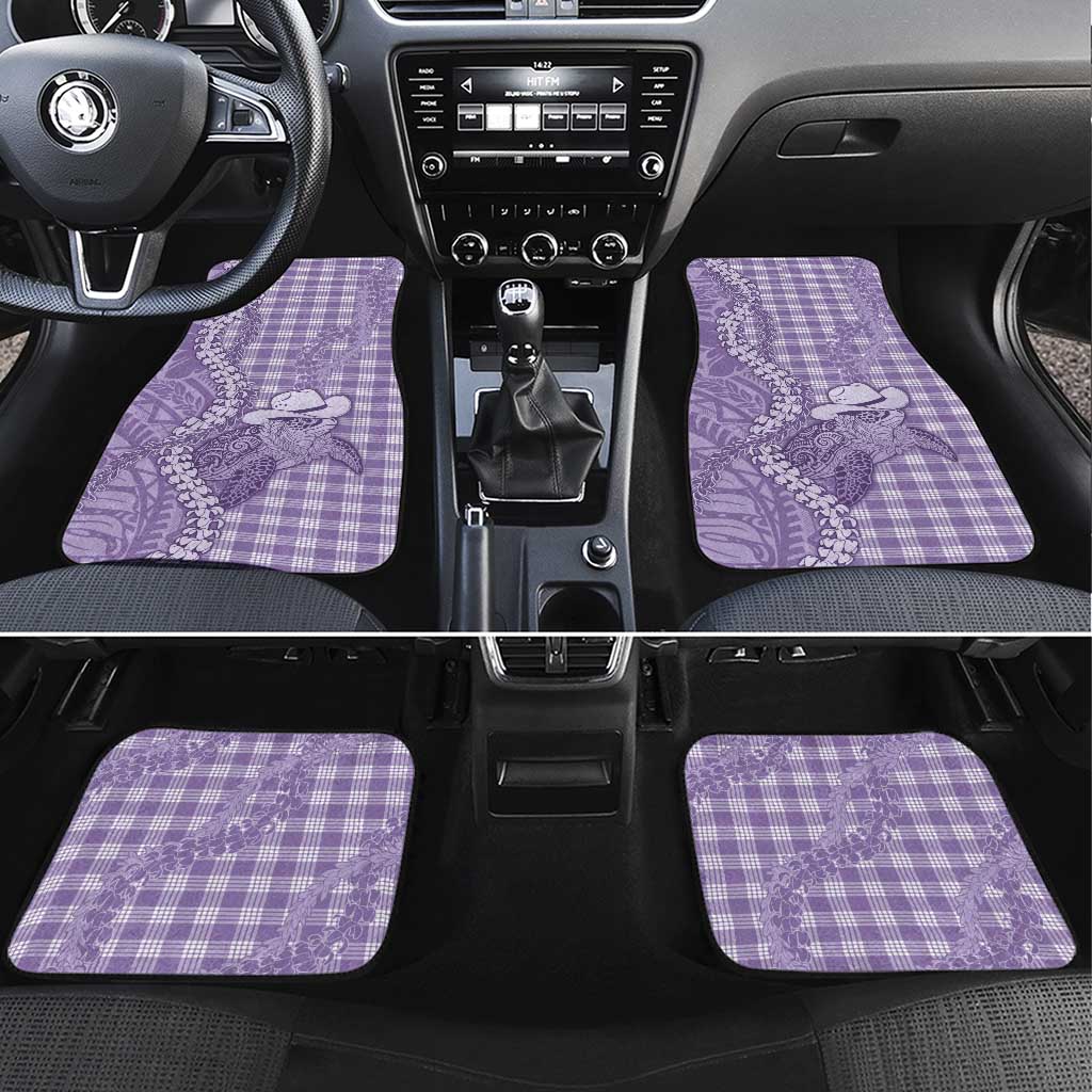 Purple Hawaii Palaka Cowboy Turtle Car Mats Hawaiian Paniolo Puakenikeni Maile Lei DT05 Set 4pcs Purple - Polynesian Pride