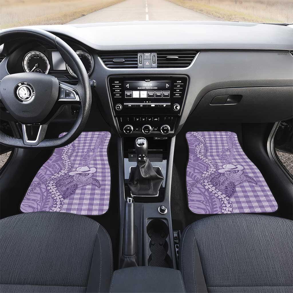 Purple Hawaii Palaka Cowboy Turtle Car Mats Hawaiian Paniolo Puakenikeni Maile Lei DT05 Set 2pcs - Front Purple - Polynesian Pride