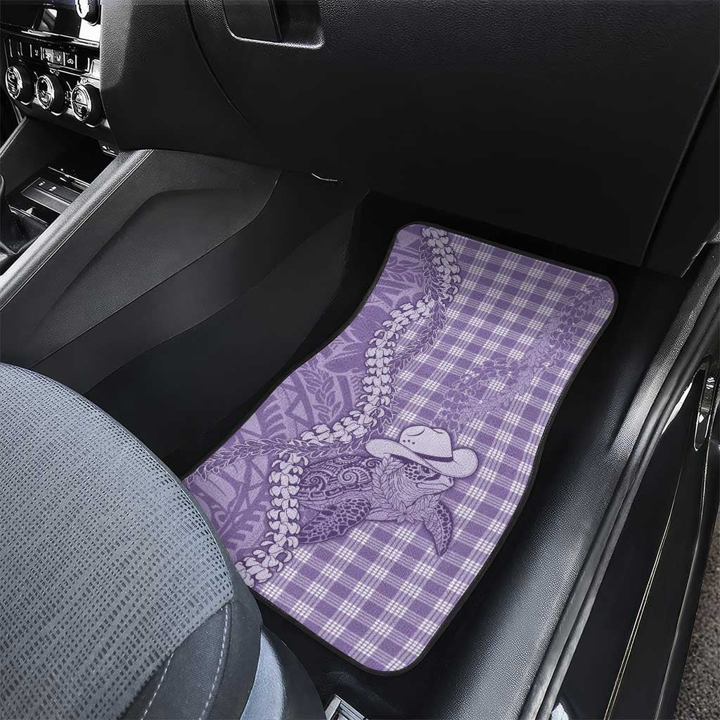 Purple Hawaii Palaka Cowboy Turtle Car Mats Hawaiian Paniolo Puakenikeni Maile Lei DT05 - Polynesian Pride