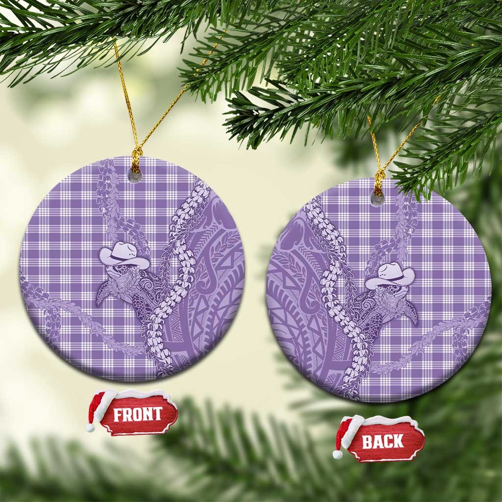 Purple Hawaii Palaka Cowboy Turtle Ceramic Ornament Hawaiian Paniolo Puakenikeni Maile Lei DT05 Circle Purple - Polynesian Pride