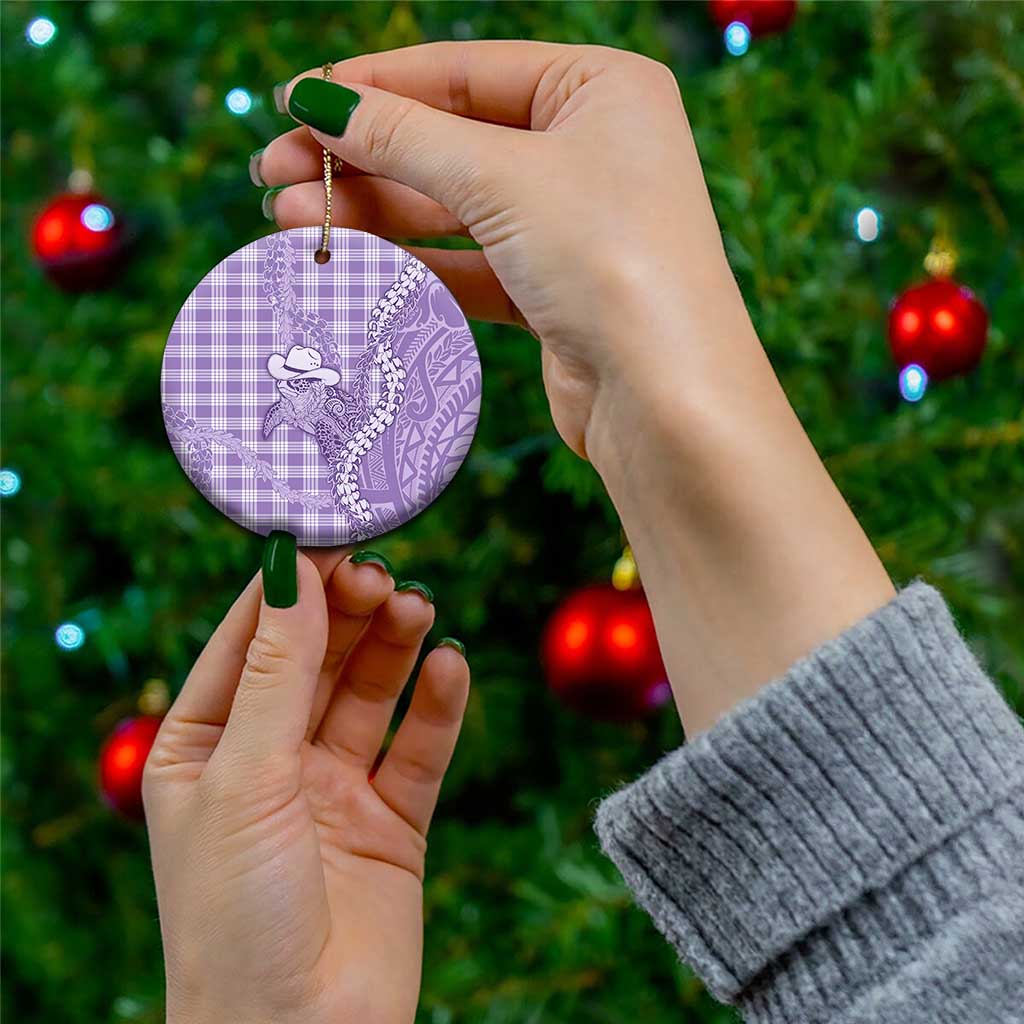Purple Hawaii Palaka Cowboy Turtle Ceramic Ornament Hawaiian Paniolo Puakenikeni Maile Lei DT05 - Polynesian Pride