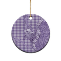 Purple Hawaii Palaka Cowboy Turtle Ceramic Ornament Hawaiian Paniolo Puakenikeni Maile Lei DT05 - Polynesian Pride