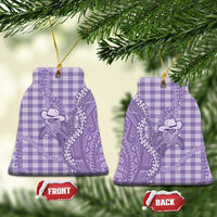 Purple Hawaii Palaka Cowboy Turtle Ceramic Ornament Hawaiian Paniolo Puakenikeni Maile Lei DT05 Bell Flake Purple - Polynesian Pride