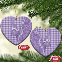 Purple Hawaii Palaka Cowboy Turtle Ceramic Ornament Hawaiian Paniolo Puakenikeni Maile Lei DT05 Heart Purple - Polynesian Pride
