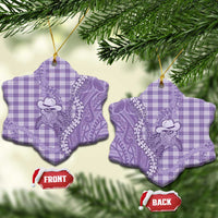 Purple Hawaii Palaka Cowboy Turtle Ceramic Ornament Hawaiian Paniolo Puakenikeni Maile Lei DT05 Snow Flake Purple - Polynesian Pride