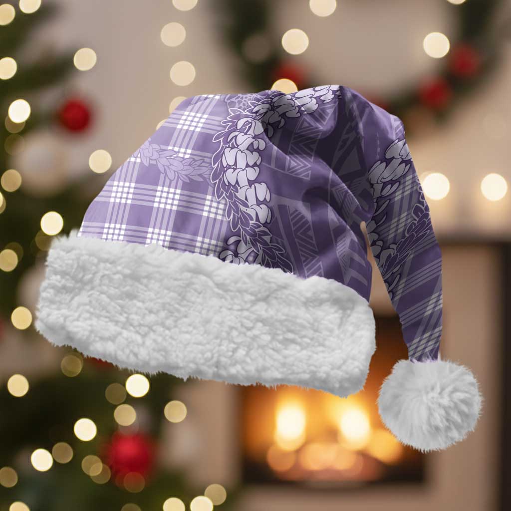 Purple Hawaii Palaka Cowboy Turtle Christmas Santa Hat Hawaiian Paniolo Puakenikeni Maile Lei DT05 With Fur Purple - Polynesian Pride