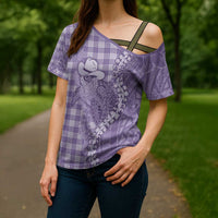 Purple Hawaii Palaka Cowboy Turtle Cross Shoulder Shirt Hawaiian Paniolo Puakenikeni Maile Lei DT05 - Polynesian Pride