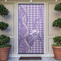 Purple Hawaii Palaka Cowboy Turtle Door Cover Hawaiian Paniolo Puakenikeni Maile Lei DT05 Purple - Polynesian Pride
