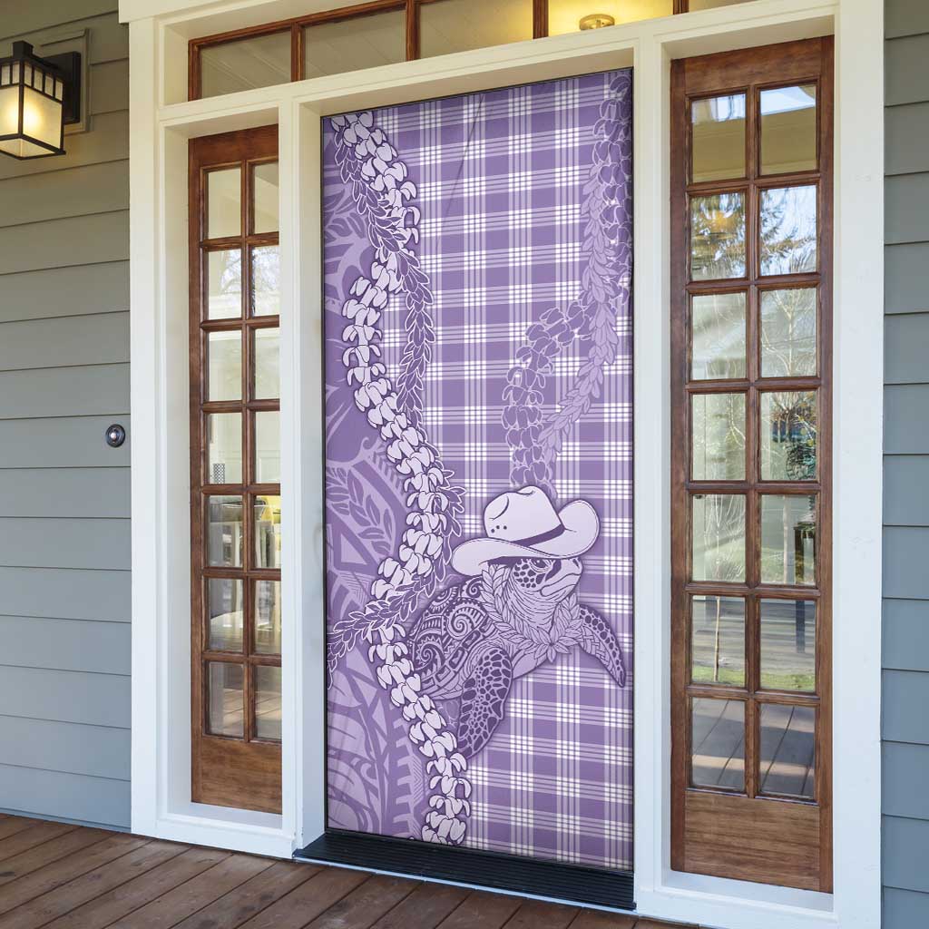 Purple Hawaii Palaka Cowboy Turtle Door Cover Hawaiian Paniolo Puakenikeni Maile Lei DT05 - Polynesian Pride