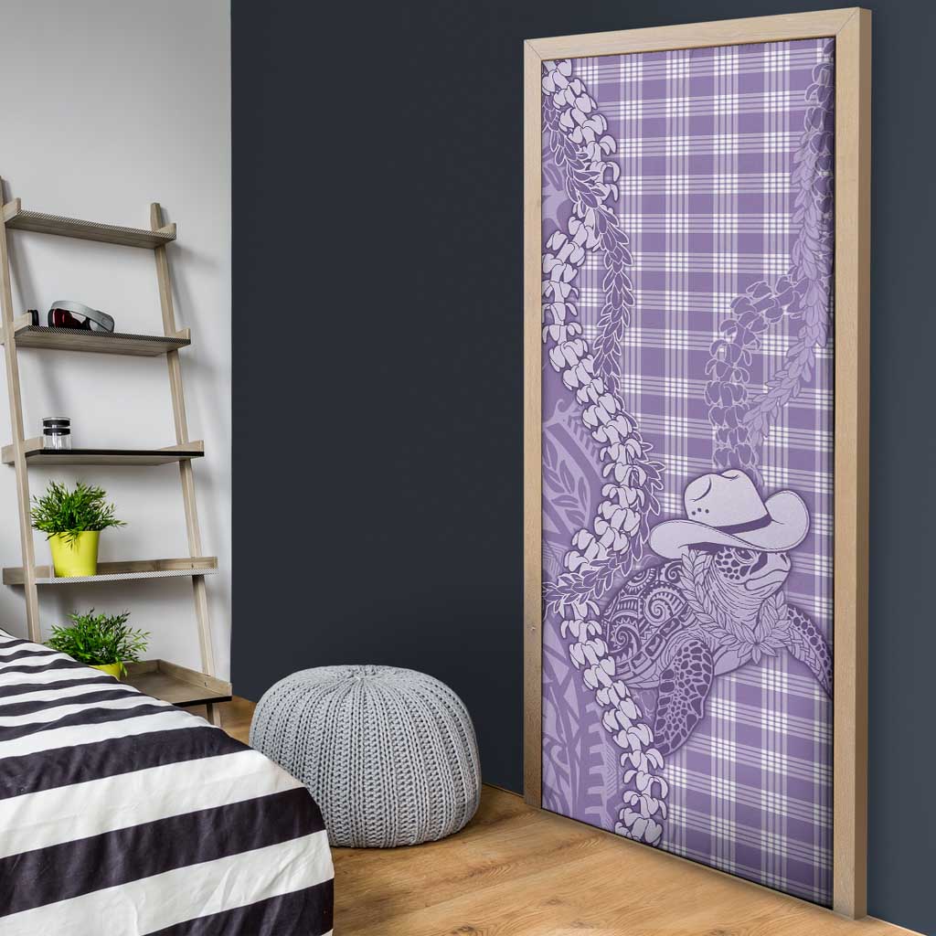 Purple Hawaii Palaka Cowboy Turtle Door Cover Hawaiian Paniolo Puakenikeni Maile Lei DT05 - Polynesian Pride