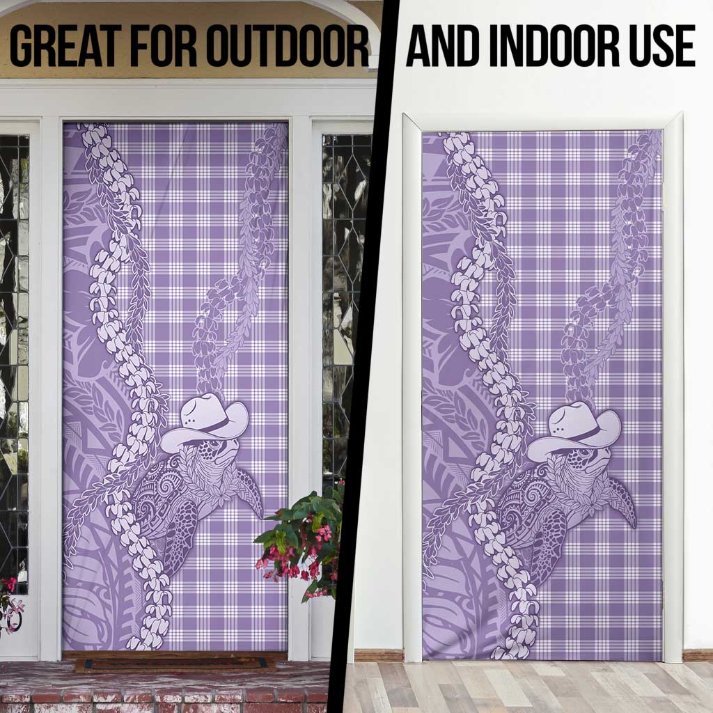 Purple Hawaii Palaka Cowboy Turtle Door Cover Hawaiian Paniolo Puakenikeni Maile Lei DT05 - Polynesian Pride