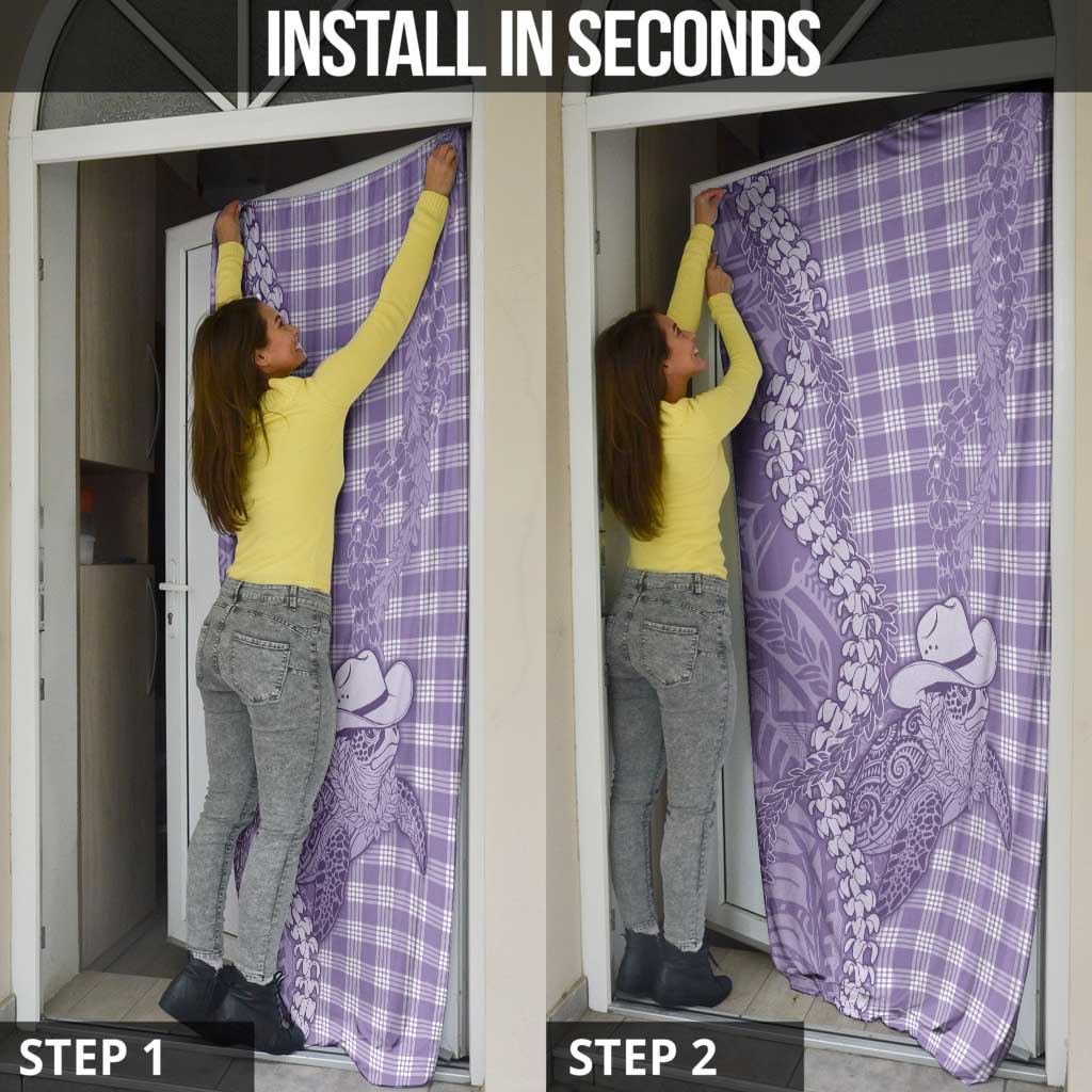 Purple Hawaii Palaka Cowboy Turtle Door Cover Hawaiian Paniolo Puakenikeni Maile Lei DT05 - Polynesian Pride