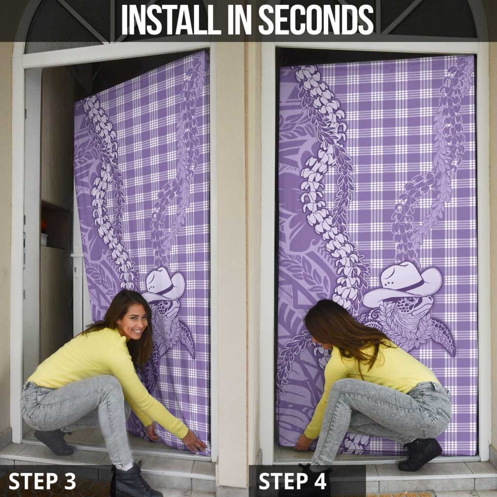 Purple Hawaii Palaka Cowboy Turtle Door Cover Hawaiian Paniolo Puakenikeni Maile Lei DT05 - Polynesian Pride