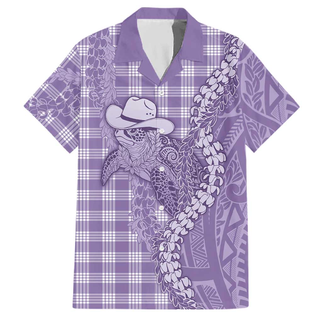 Purple Hawaii Palaka Cowboy Turtle Family Matching Long Sleeve Bodycon Dress and Hawaiian Shirt Hawaiian Paniolo Puakenikeni Maile Lei DT05 Dad's Shirt - Short Sleeve Purple - Polynesian Pride