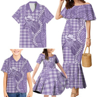 Purple Hawaii Palaka Cowboy Turtle Family Matching Mermaid Dress and Hawaiian Shirt Hawaiian Paniolo Puakenikeni Maile Lei DT05 - Polynesian Pride