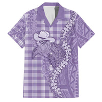 Purple Hawaii Palaka Cowboy Turtle Family Matching Off Shoulder Short Dress and Hawaiian Shirt Hawaiian Paniolo Puakenikeni Maile Lei DT05 Dad's Shirt - Short Sleeve Purple - Polynesian Pride