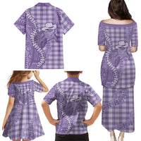 Purple Hawaii Palaka Cowboy Turtle Family Matching Puletasi and Hawaiian Shirt Hawaiian Paniolo Puakenikeni Maile Lei DT05 - Polynesian Pride