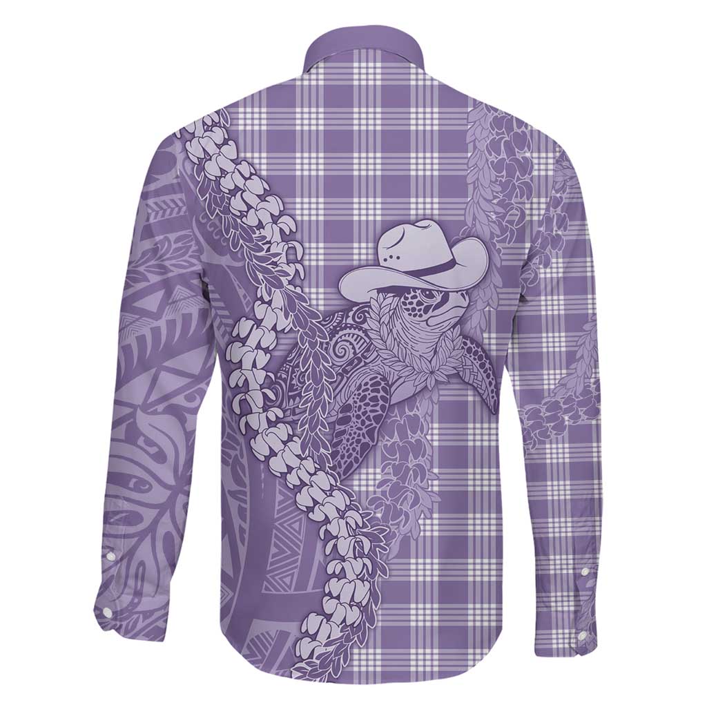 Purple Hawaii Palaka Cowboy Turtle Family Matching Summer Maxi Dress and Hawaiian Shirt Hawaiian Paniolo Puakenikeni Maile Lei DT05 - Polynesian Pride