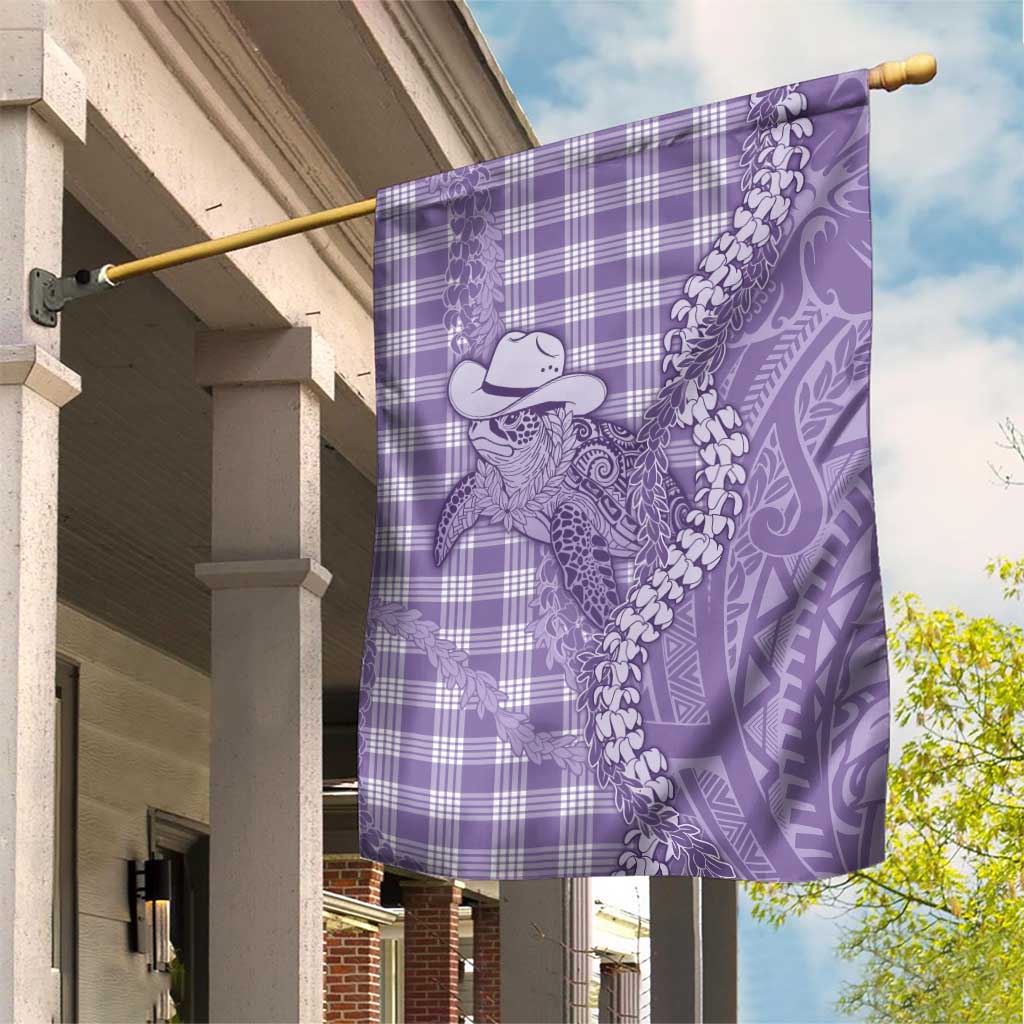 Purple Hawaii Palaka Cowboy Turtle Garden Flag Hawaiian Paniolo Puakenikeni Maile Lei DT05 House Flag Purple - Polynesian Pride