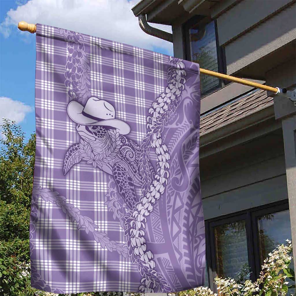 Purple Hawaii Palaka Cowboy Turtle Garden Flag Hawaiian Paniolo Puakenikeni Maile Lei DT05 - Polynesian Pride