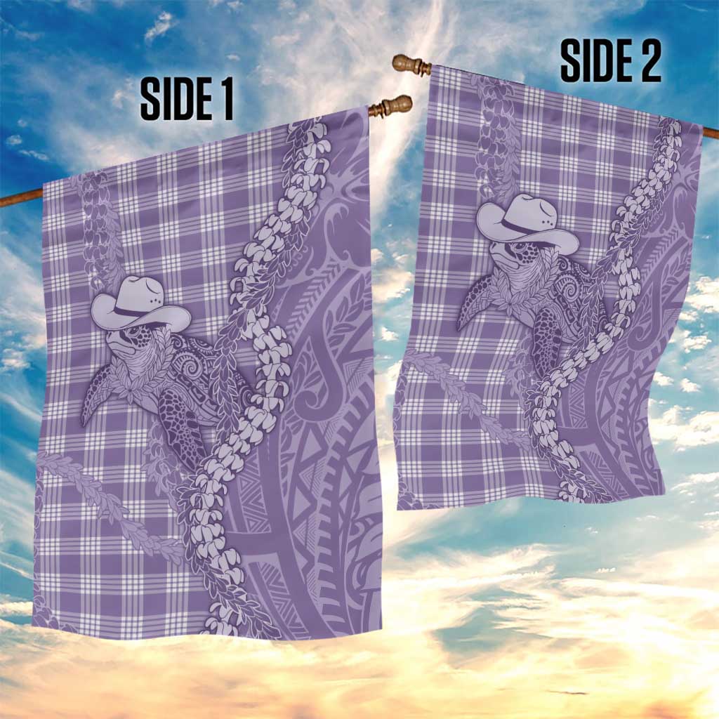 Purple Hawaii Palaka Cowboy Turtle Garden Flag Hawaiian Paniolo Puakenikeni Maile Lei DT05 - Polynesian Pride