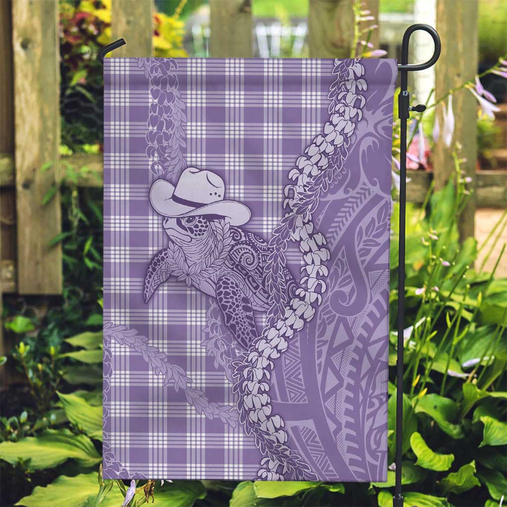 Purple Hawaii Palaka Cowboy Turtle Garden Flag Hawaiian Paniolo Puakenikeni Maile Lei DT05 Garden Flag Purple - Polynesian Pride