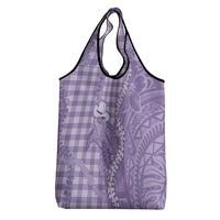 Purple Hawaii Palaka Cowboy Turtle Grocery Bag Hawaiian Paniolo Puakenikeni Maile Lei DT05 - Polynesian Pride