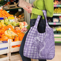 Purple Hawaii Palaka Cowboy Turtle Grocery Bag Hawaiian Paniolo Puakenikeni Maile Lei DT05 - Polynesian Pride