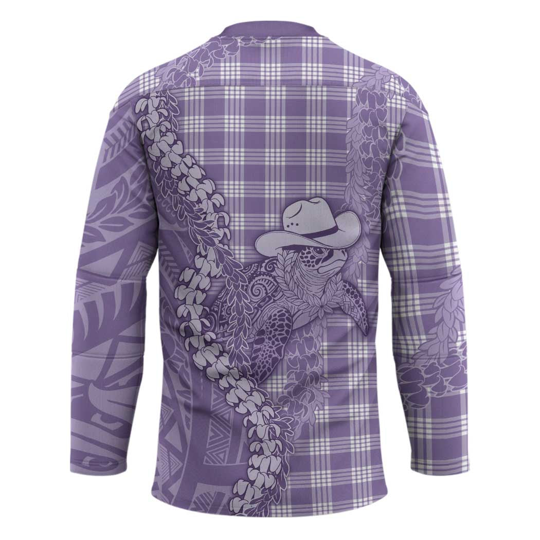 Purple Hawaii Palaka Cowboy Turtle Hockey Jersey Hawaiian Paniolo Puakenikeni Maile Lei DT05 - Polynesian Pride