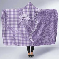 Purple Hawaii Palaka Cowboy Turtle Hooded Blanket Hawaiian Paniolo Puakenikeni Maile Lei DT05 One Size Purple - Polynesian Pride