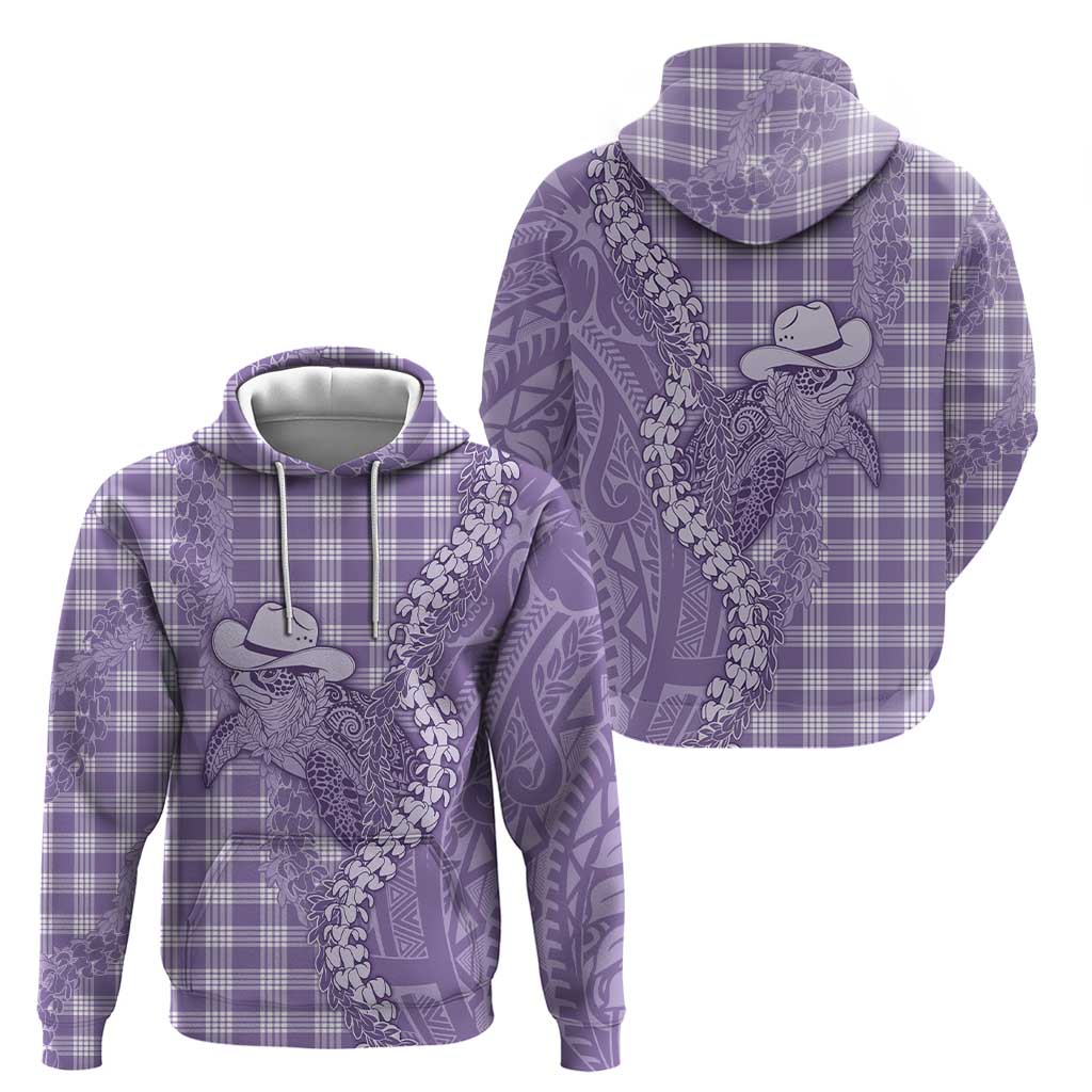 Purple Hawaii Palaka Cowboy Turtle Hoodie Hawaiian Paniolo Puakenikeni Maile Lei DT05 - Polynesian Pride