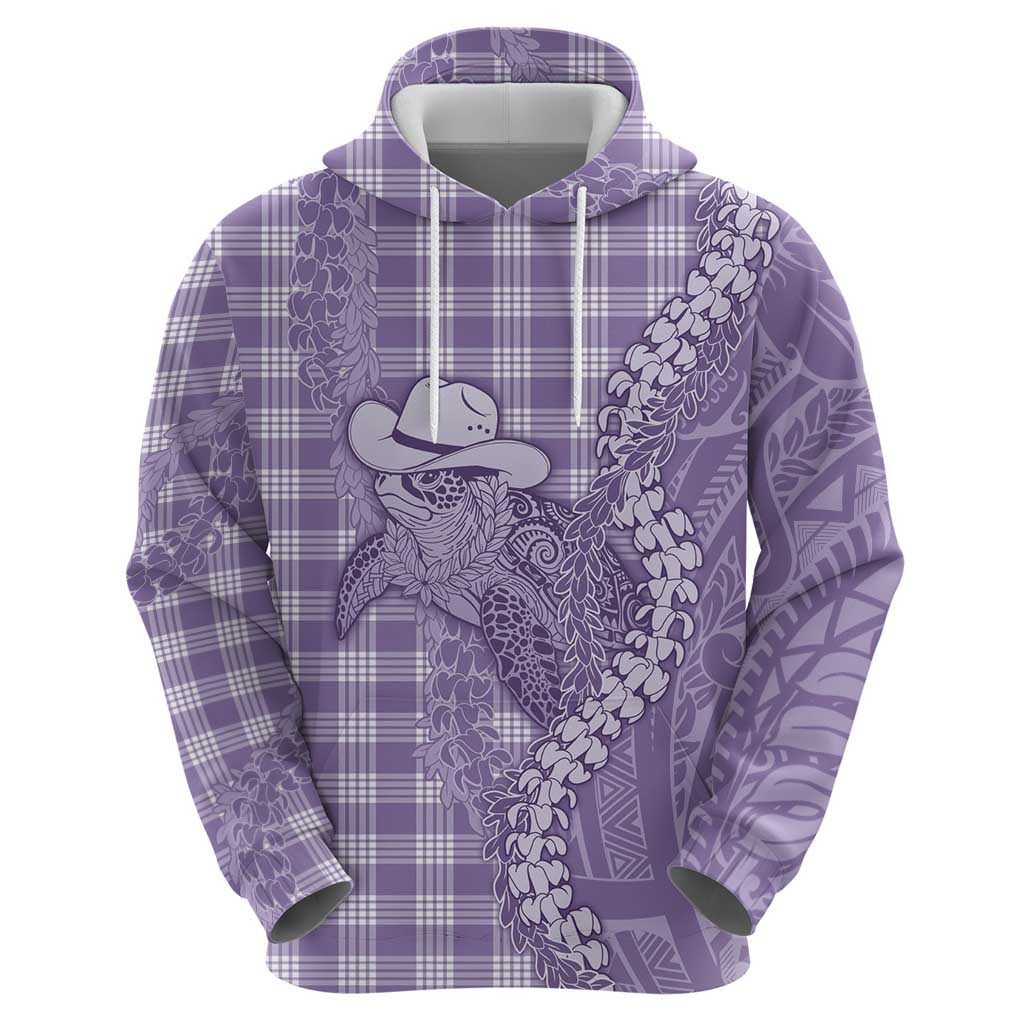 Purple Hawaii Palaka Cowboy Turtle Hoodie Hawaiian Paniolo Puakenikeni Maile Lei DT05 - Polynesian Pride