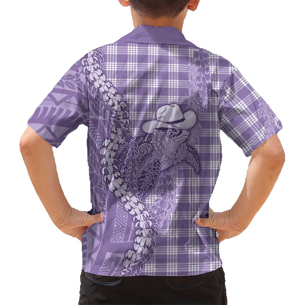 Purple Hawaii Palaka Cowboy Turtle Kid Hawaiian Shirt Hawaiian Paniolo Puakenikeni Maile Lei DT05 - Polynesian Pride
