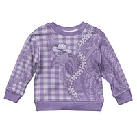 Purple Hawaii Palaka Cowboy Turtle Kid Ugly Christmas Sweater Hawaiian Paniolo Puakenikeni Maile Lei DT05 Kid Purple - Polynesian Pride