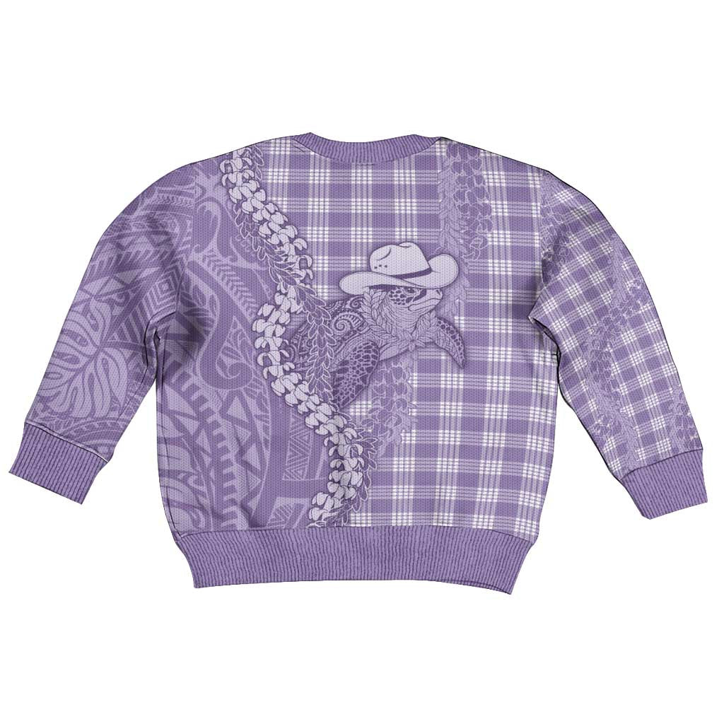 Purple Hawaii Palaka Cowboy Turtle Kid Ugly Christmas Sweater Hawaiian Paniolo Puakenikeni Maile Lei DT05 - Polynesian Pride
